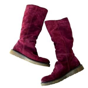 Bronx Women's Boots Size 41 (9.5) Suede 100% Wool Lined Fuchsia Moto Boho